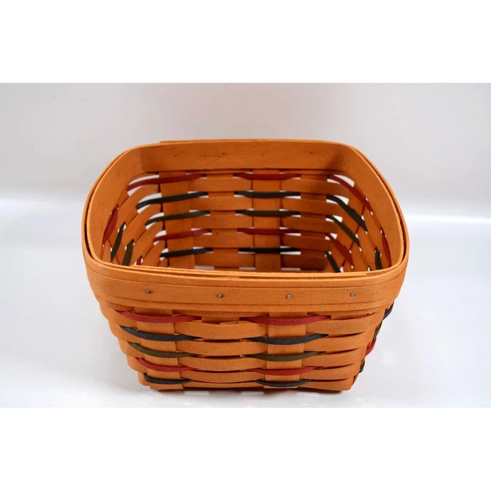 Longaberger 1997 Heartland Medium Square Basket W/ Multicolor Accent Weave